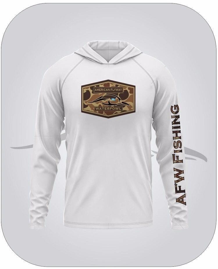 American Flyway Waterfowl Shirts WHITE / MEDIUM AFW Fishing Shirt with OSC Brown Logo