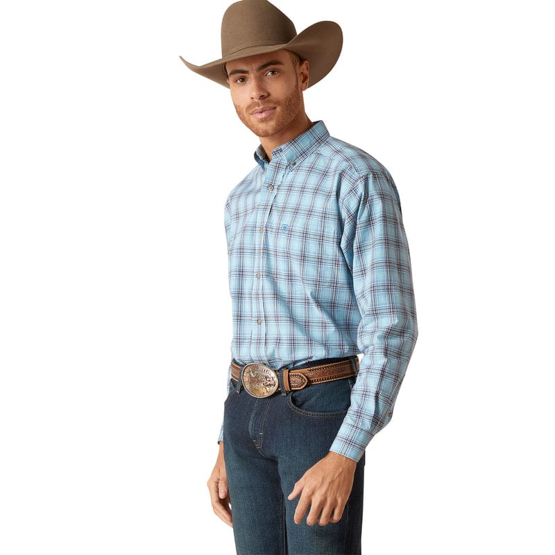 Chemise Ariat Pro Series Homme 2XL – Bleu à Carreaux, Manches Longues, Cowboy Fermier