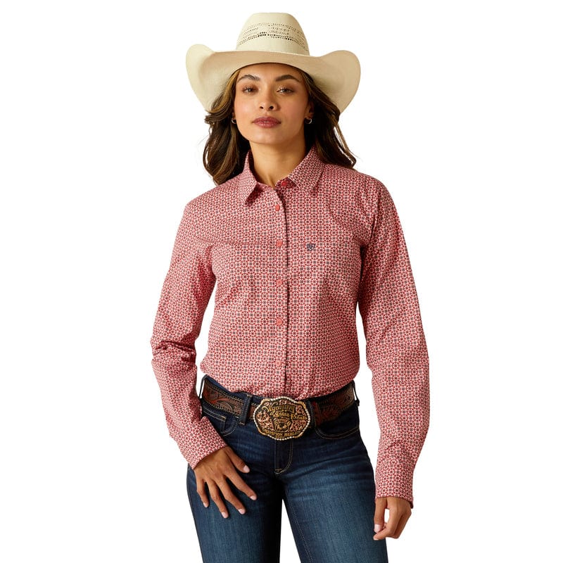 Ariat Women's Kirby Garnet Rose Geo Long Sleeve Stretch Shirt