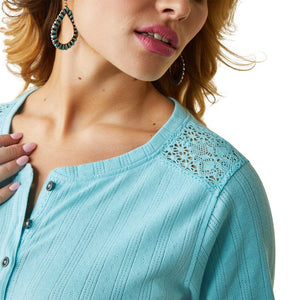 ARIAT INTERNATIONAL, INC. Shirts Ariat Women's Pointelle Gulf Stream Long Sleeve Henley Top 10043414