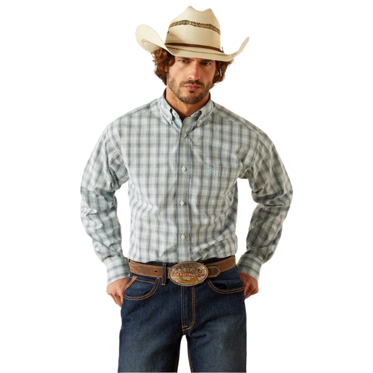 men's long sleeve casual dress shirts Ariat Men's Navy Pro Conner Long Sleeve Snap Shirt m