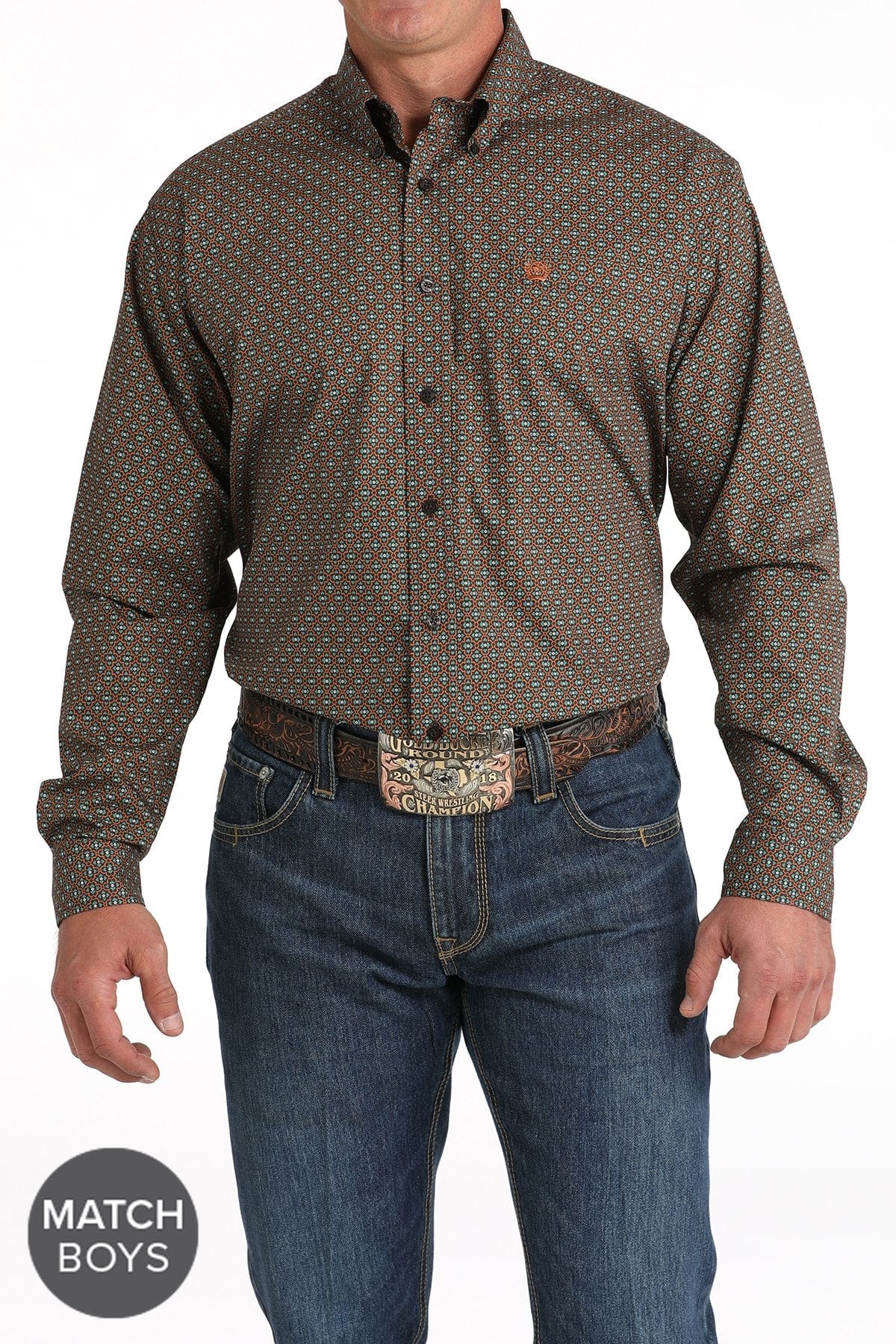 Cinch Men's Geometric Print Button-Down Western Shirt MTW1105825