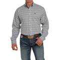 CINCH Shirts Cinch Men's Gray/Cream Plaid Classic Fit Long Sleeve Button Down Shirt MTW1105444