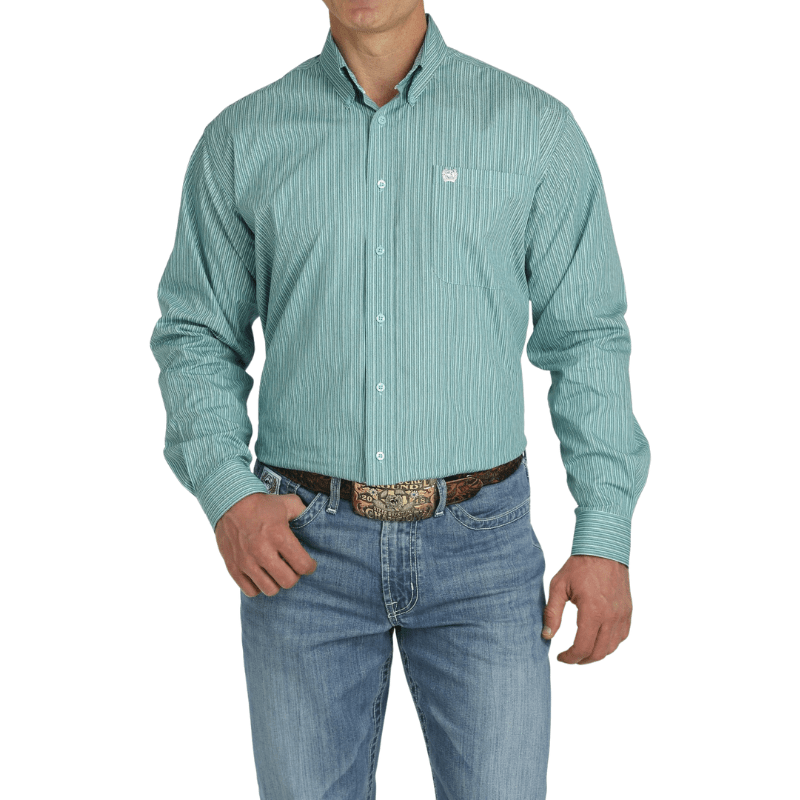 Cinch Men's Turquoise Printed Stripe Long Sleeve Button Down Western S Russell's Western Wear, Inc. Cinch Men's Turquoise Printed Stripe Long Sleeve Button Down Western S Russell's Western Wear, Inc.