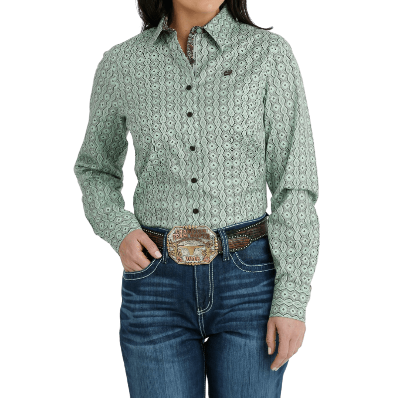 Cinch Women's Green Long Sleeve Button Down Western Shirt MSW9165043 Russell's Western Wear, Inc. Cinch Women's Green Long Sleeve Button Down Western Shirt MSW9165043 Russell's Western Wear, Inc.