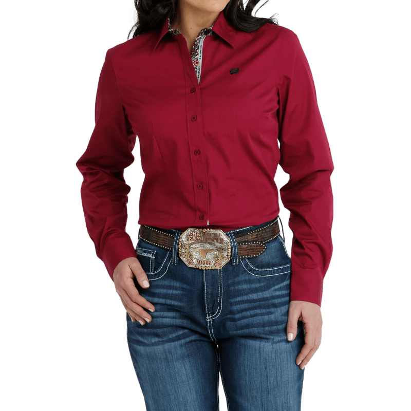 Cinch Women's Burgundy Long Sleeve Button Down Western Shirt MSW916504 Cinch Women's Burgundy Long Sleeve Button Down Western Shirt MSW916504