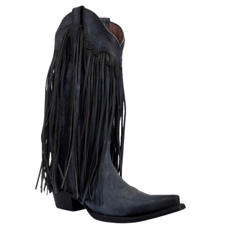 CIRCLE G BOOTS Boots Circle G Women's Blue Fringes Snip Toe Western Boots L6074