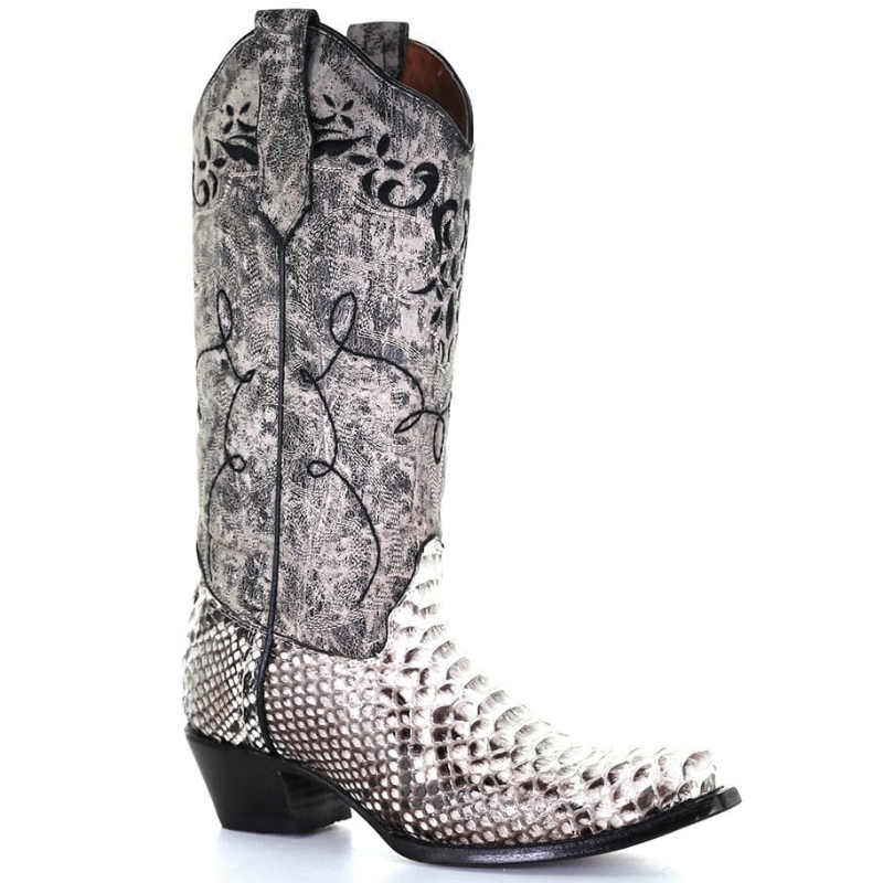 CIRCLE G BOOTS Boots Circle G Women's Natural/Black Python Embroidery Boots L5698