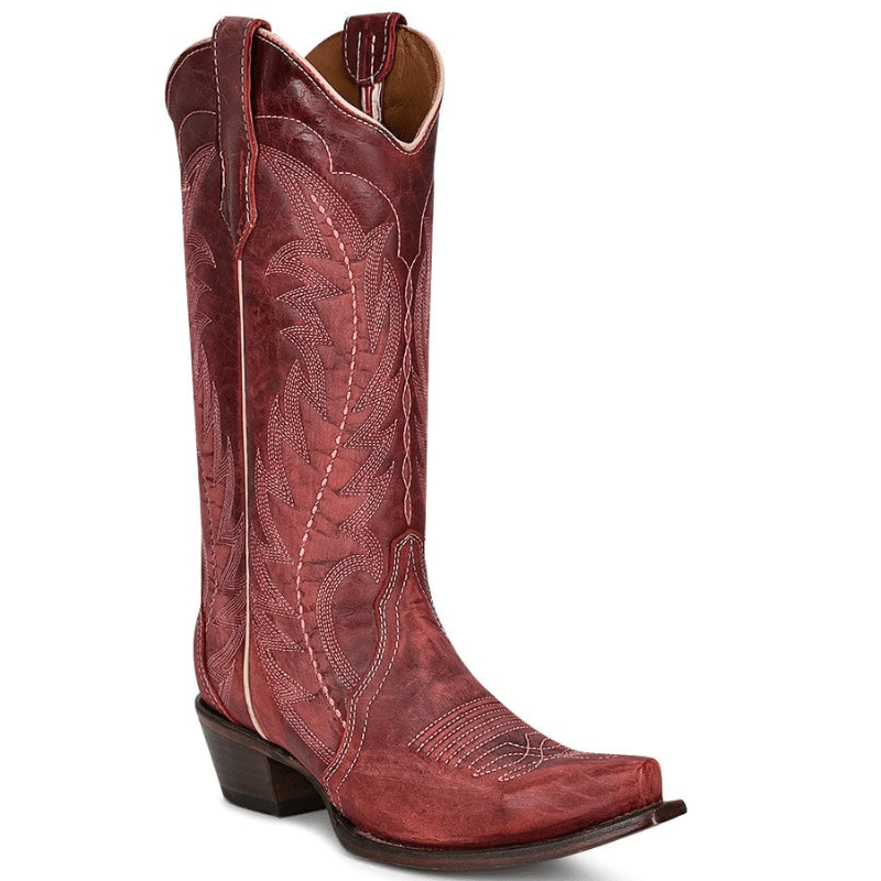 CIRCLE G BOOTS Boots Circle G Women's Red Embroidery & Triad Snip Toe Western Boots L5871