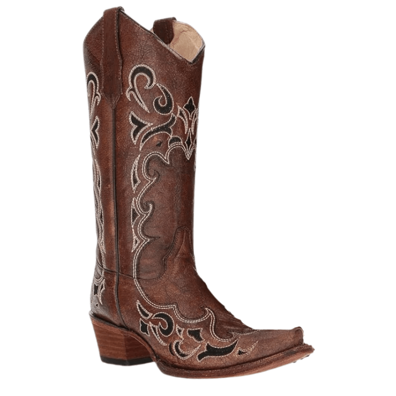 CORRAL BOOTS Boots Circle G Women's Brown Side Embroidery Snip Toe Western Boots L5247