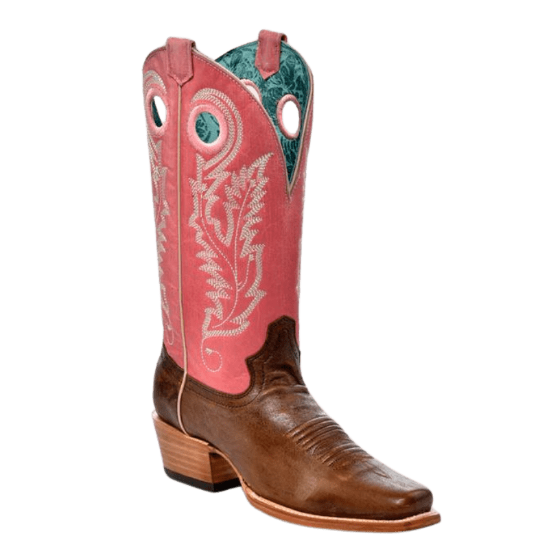 Corral Women's Brown/Pink Embroidery Square Toe Western Boots