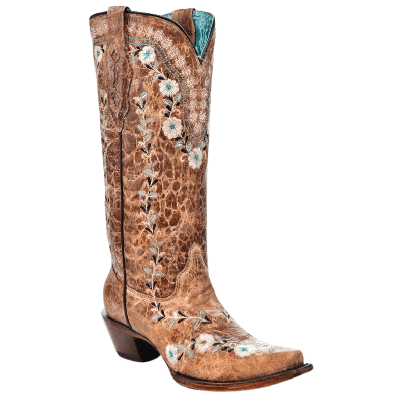 Corral Women's Glow Floral Embroidery Snip Toe Western Boots A4439