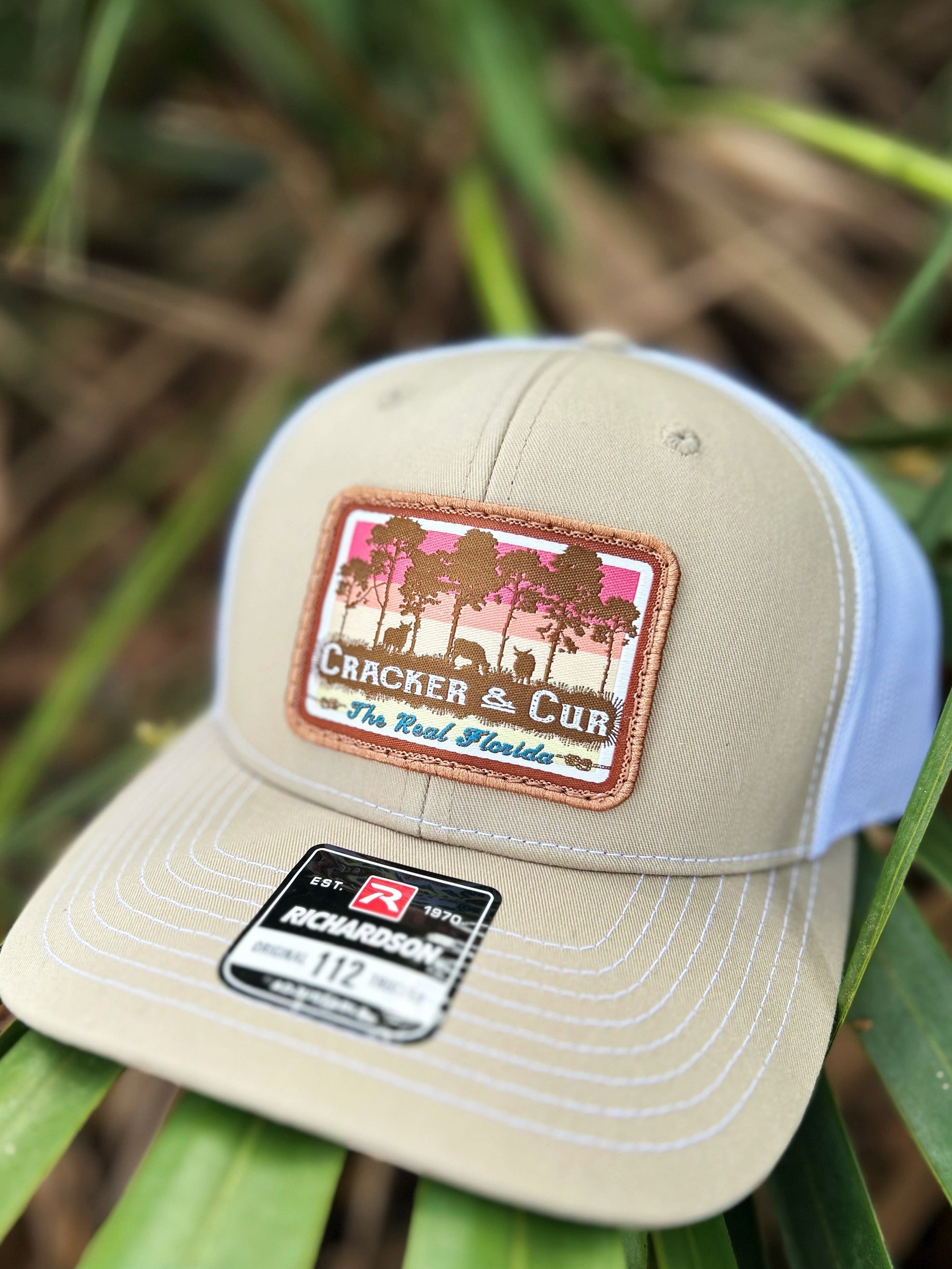 Cracker and Cur Hats Real Florida Patch Hat - Khaki/White