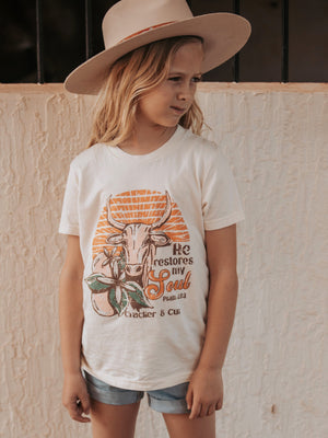 Cracker and Cur Shirts Youth Restores My Soul- Natural