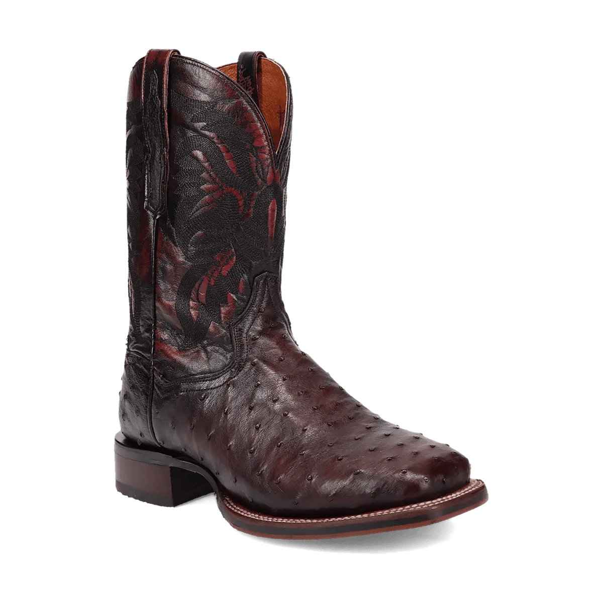 Vintage 90s Dan Post Ostrich Leg Cowboy Boots Mens 10.5 D Vintage Black Cherry Dan Post Black Cherry Full Quill Ostrich Boots | Luxury  main image 2