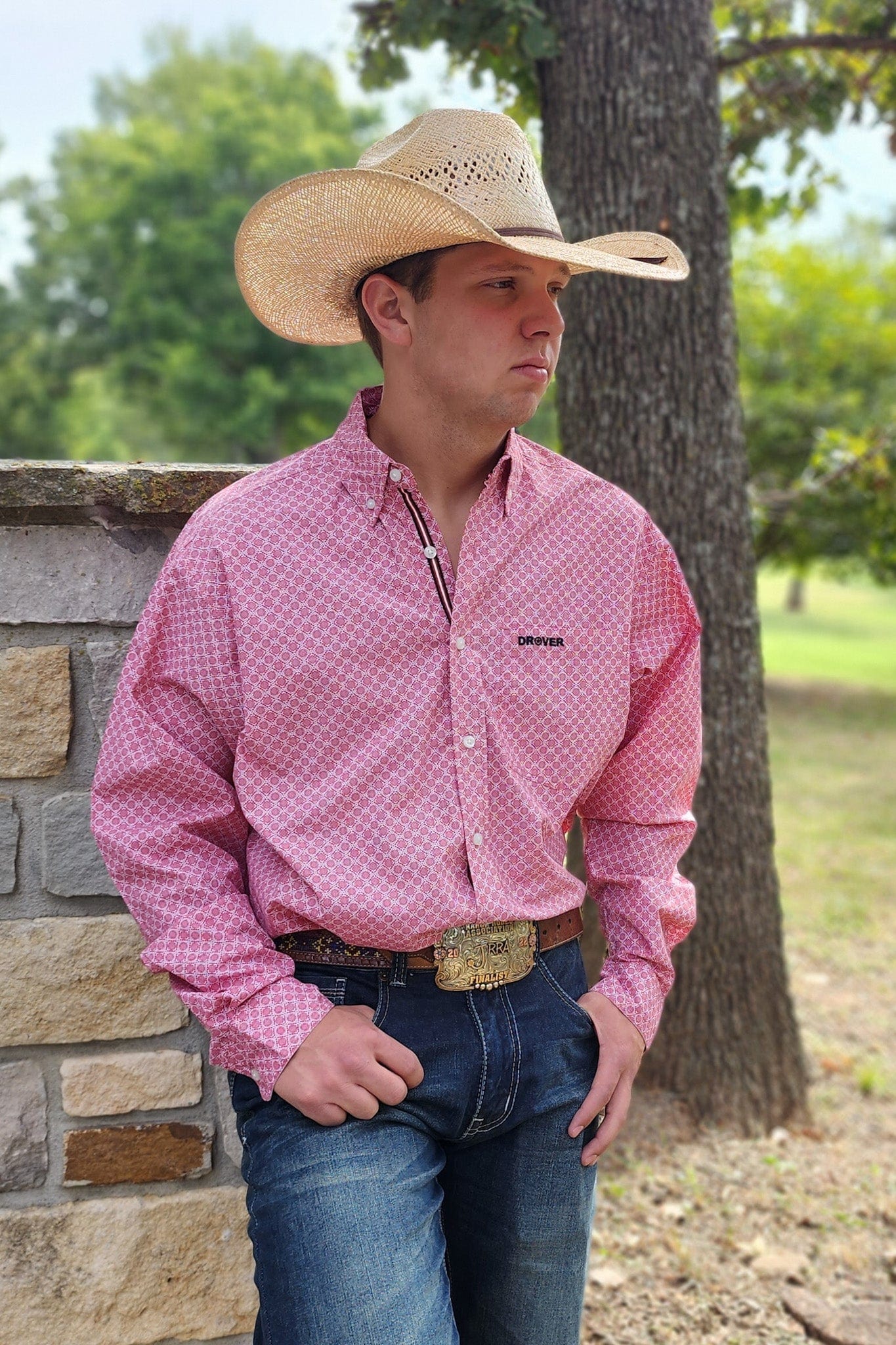 Drover Cowboy Threads Shirts Signature Series - Open Range - Print, Option Cuff, Classic Fit Shirt (Red Diamonds)