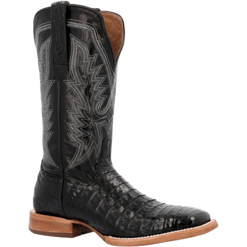 Durango Men's PRCA Black Caiman Belly Square Toe Exotic Western