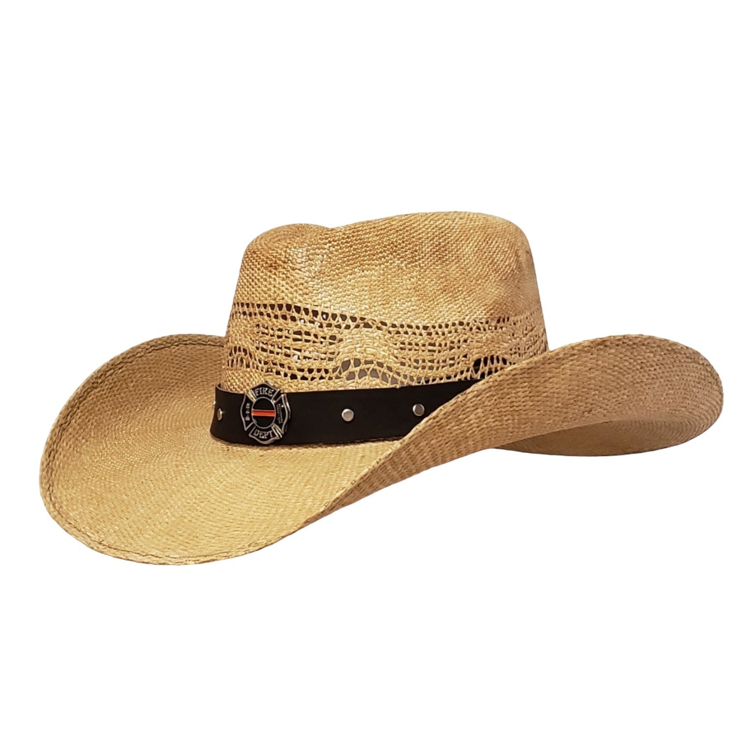 Gone Country Firefighter Heroes - Brown Straw Cowboy Hat  display picture 1