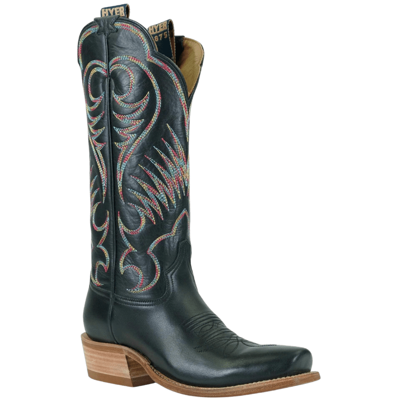 HYER Boots Hyer Women's Leawood Black Square Toe Cowgirl Boots HW42007