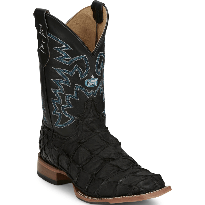 Justin Men's George Strait Ocean Front Pirarucu Black Square Toe