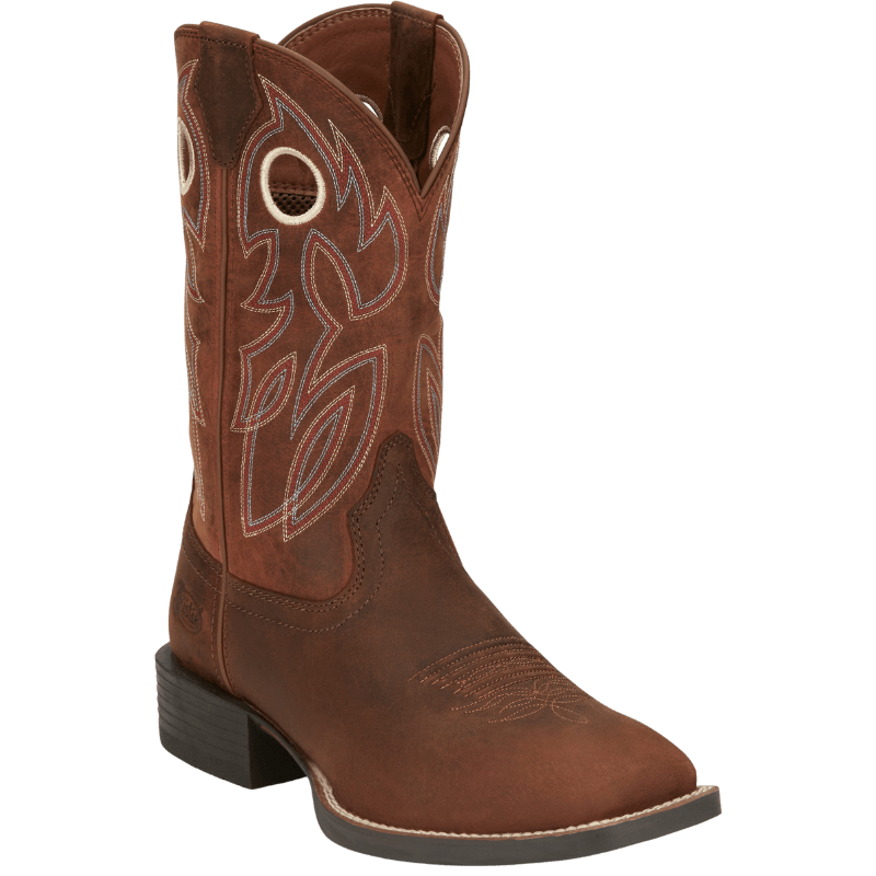 Justin Men's Bowline Pecan Brown Water Buffalo Western Boots