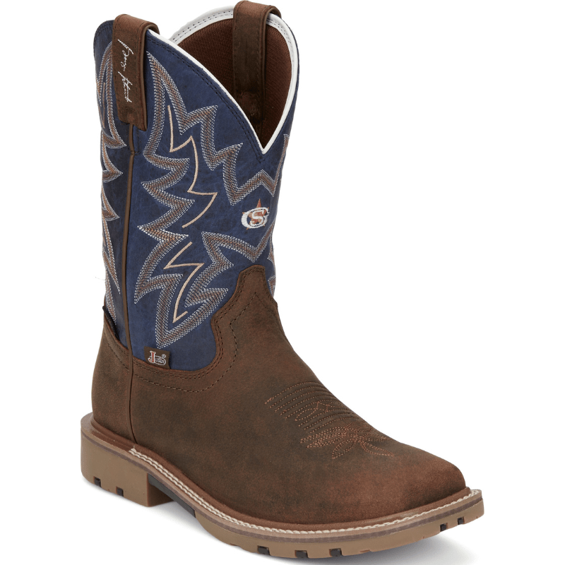 Justin Men's Dusty Cedar Brown Waterproof Western Work Boots