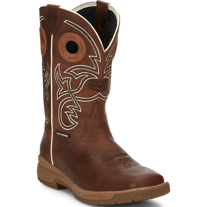 Justin Men's Nitread Spice Brown Waterproof Square Toe Work Boots Justin Men's Nitread Spice Brown Waterproof Square Toe Work Boots
