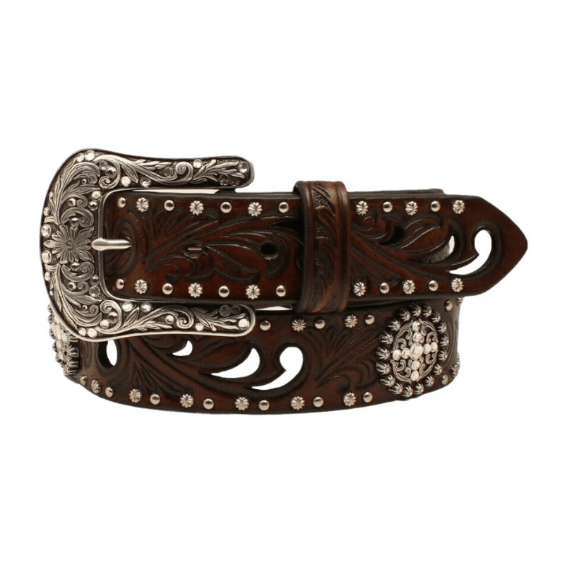 Ariat Women's Brown Cross Concho Embossed Leather Belt A1518602