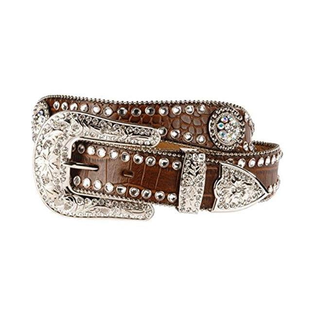 Blazin Roxx Women's Brown Croc Print Rhinestone Western Belt