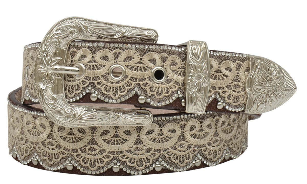 M&F Western Women's Brown Beaded Overlay Rhinestone Belt DA3650