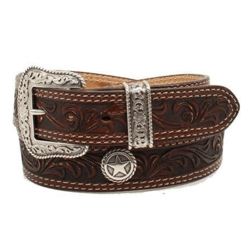 M&F WESTERN Belts Nocona Men's Brown Circle Stars San Antonio USA Leather Belt N2300602