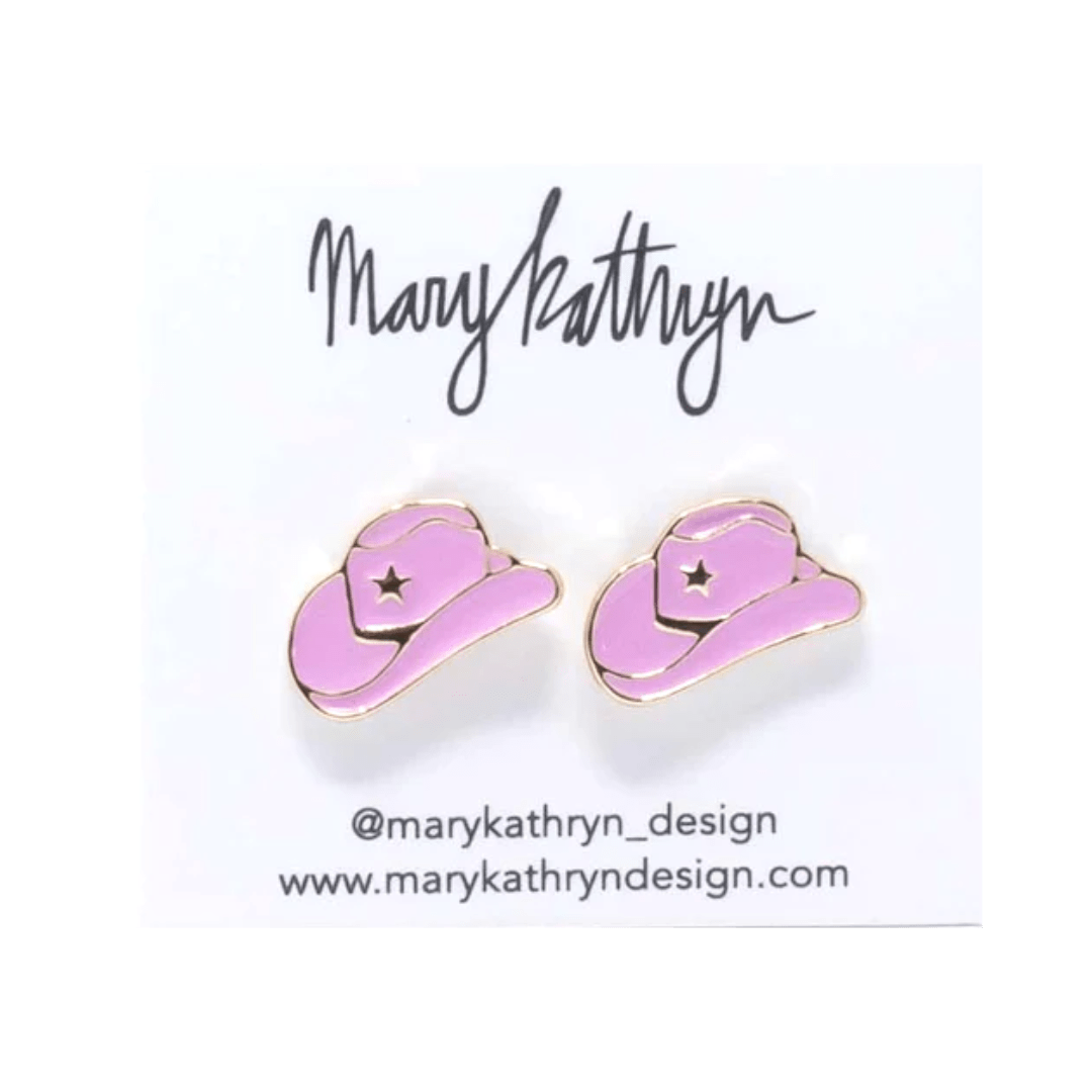 Mary Kathryn Design Jewelry Pink Cowboy Hat Studs