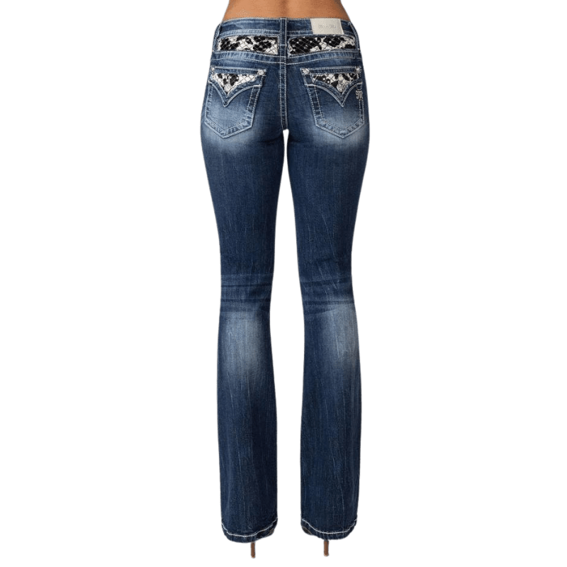 Miss Me Women's Cow Print Mid Rise Bootcut Jeans M3976B3