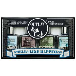 Outlaw Fragrance Happiness - orange | fresh cut grass | rain Outlaw Sample Cologne Set - A boxed set of 4 colognes to try