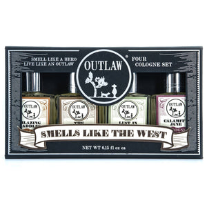 Outlaw Fragrance The West - leather | campfire | whiskey Outlaw Sample Cologne Set - A boxed set of 4 colognes to try