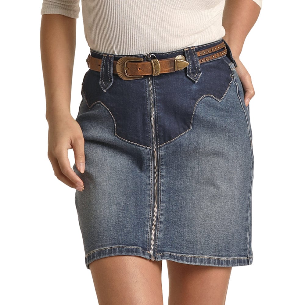 Rock Roll Cowgirl Women's Two Toned Medium Vintage Jean Skirt