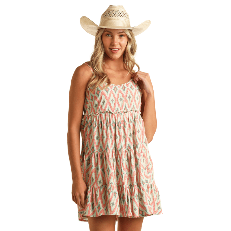 Rock & Roll Cowgirl Women's Aztec Print Dress BWD0R03869 | Size XL | Rayon Rock & Roll Cowgirl Women's Aztec Print Dress BWD0R03869 | Size XL | Rayon