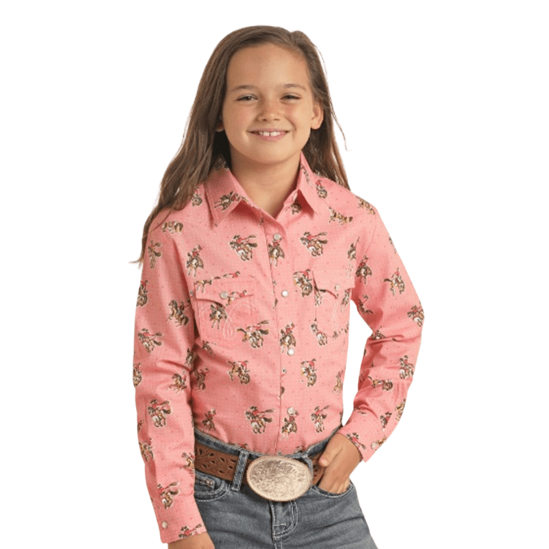 Rock & Roll Cowgirl Girls Rose Print Long Sleeve Snap Shirt LGN2S04391 –  Russell's Western Wear, Inc