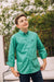 Platini Fashion Shirts Kid's Cotton Green Monogram Digital Print Dress Shirt
