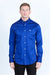 Platini Fashion Shirts Men’s Single Pocket Logo Modern Fit Stretch Dress Shirt - Royal Blue