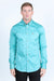 Platini Fashion Shirts Men’s Single Pocket Logo Modern Fit Stretch Dress Shirt - Turquoise