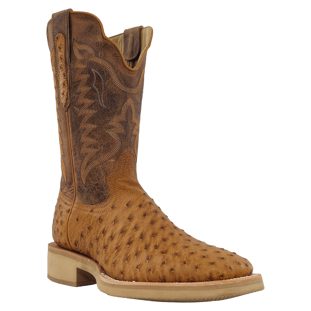 R Watson Men's Antique Saddle Full Quill Ostrich Exotic Boots