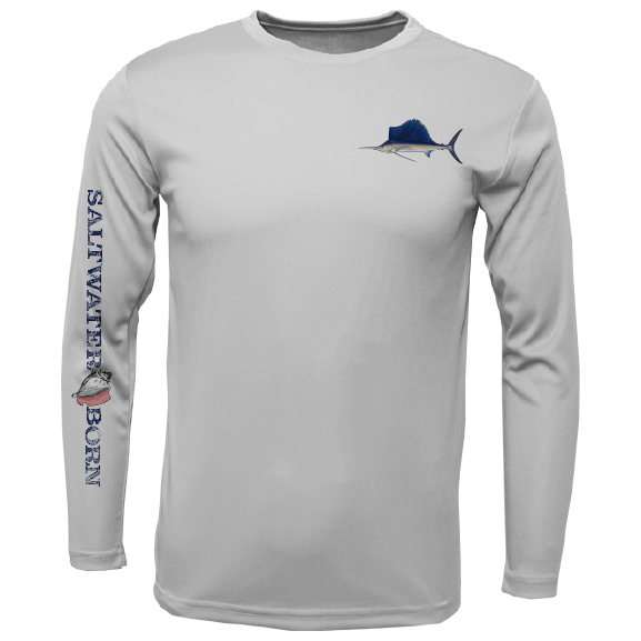 Saltwater Born UPF 50+ Long Sleeve L / SILVER Clean Sailfish Long Sleeve UPF 50+ Dry-Fit Shirt