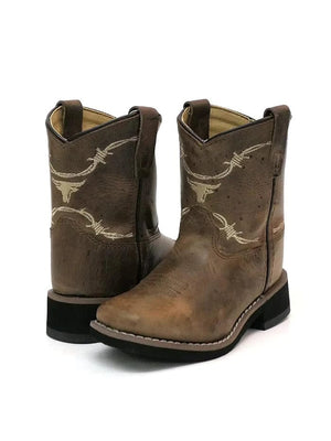 Smoky Mt Boots Boots Smoky Mountain Toddler Logan Brown Waxed Distressed Western Boots 3923T