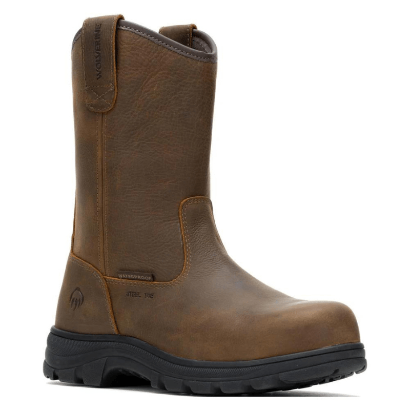 Wolverine Men's Carlsbad Wellington Brown Waterproof Steel Toe Work Bo
