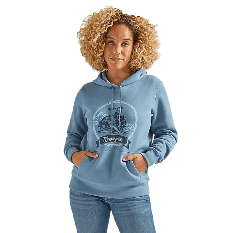 Wrangler Women's Buckin Cowboy Blue Hoodie 112339545 – Russell's