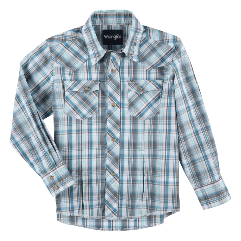 WRANGLER JEANS Shirts Wrangler Boy's Long Sleeve Fashion Plaid Western Snap Shirt 112324657