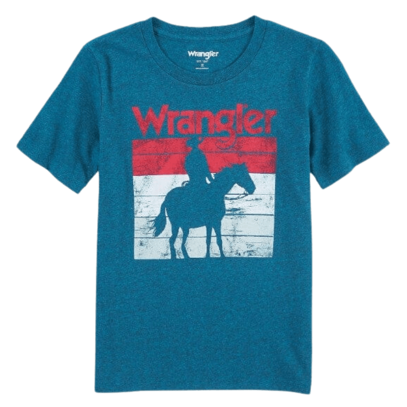 WRANGLER JEANS Shirts Wrangler Boys Cowboy Silhouette Cyan Pepper Heather T-Shirt 112315057