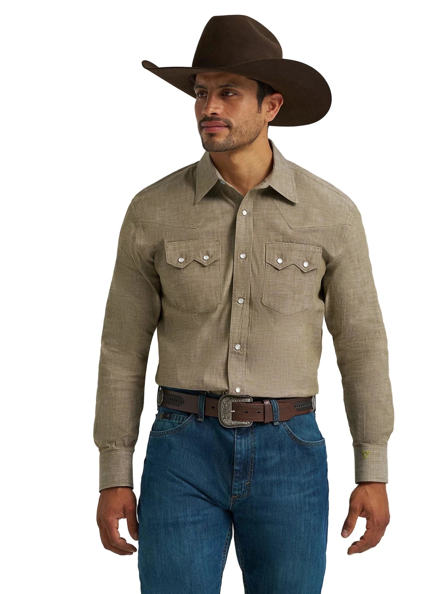 Wrangler Men's Cody Johnson Olive Two Pocket Western Shirt