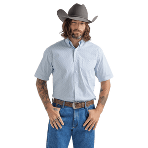 WRANGLER JEANS Shirts Wrangler Men's George Strait Baby Blue Short Sleeve Button Down One Pocket Print Shirt 112324872